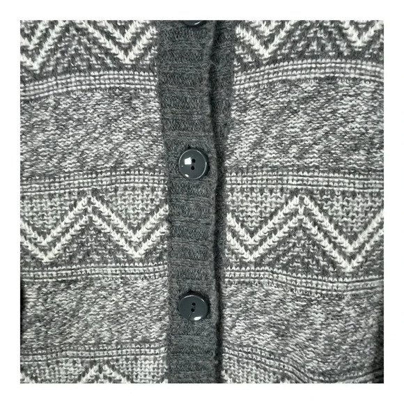 Maryline Italian Wool Blend Cardigan Sweater Fair Isle Gray Women Size Medium - Picture 4 of 8